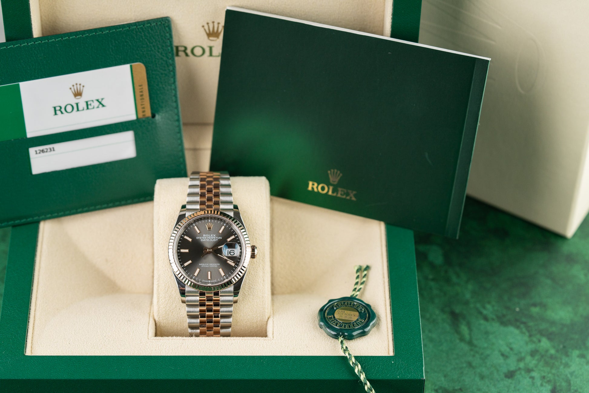 Rolex Datejust 36 Slate Index Dial 126231 Two Tone Rose Gold Jubilee Fluted 2020 bracelet - Pre-Owned Sydney