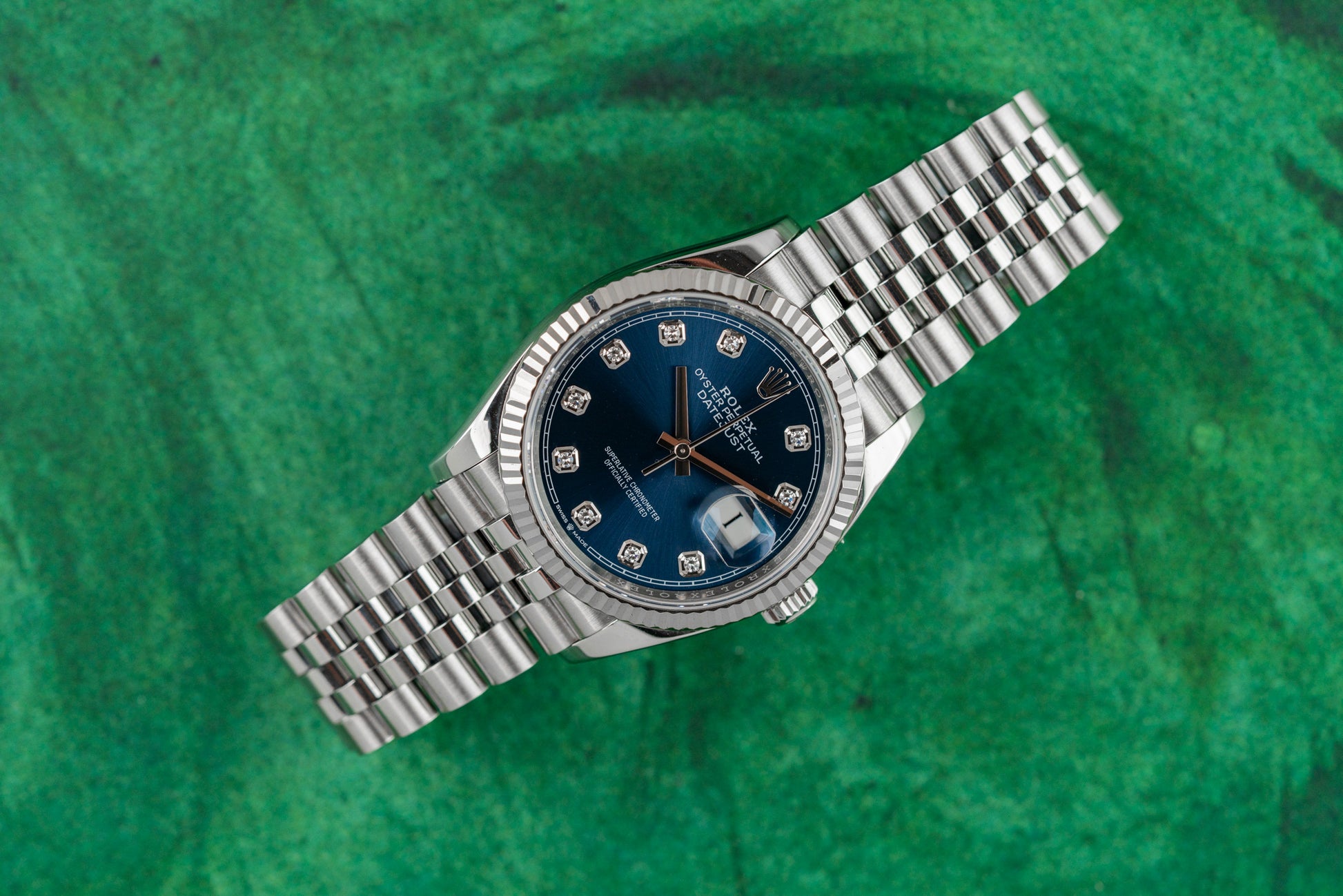 Rolex Datejust 36 Blue Diamond Dial 126234 Stainless Steel Jubilee Fluted 2023 Model