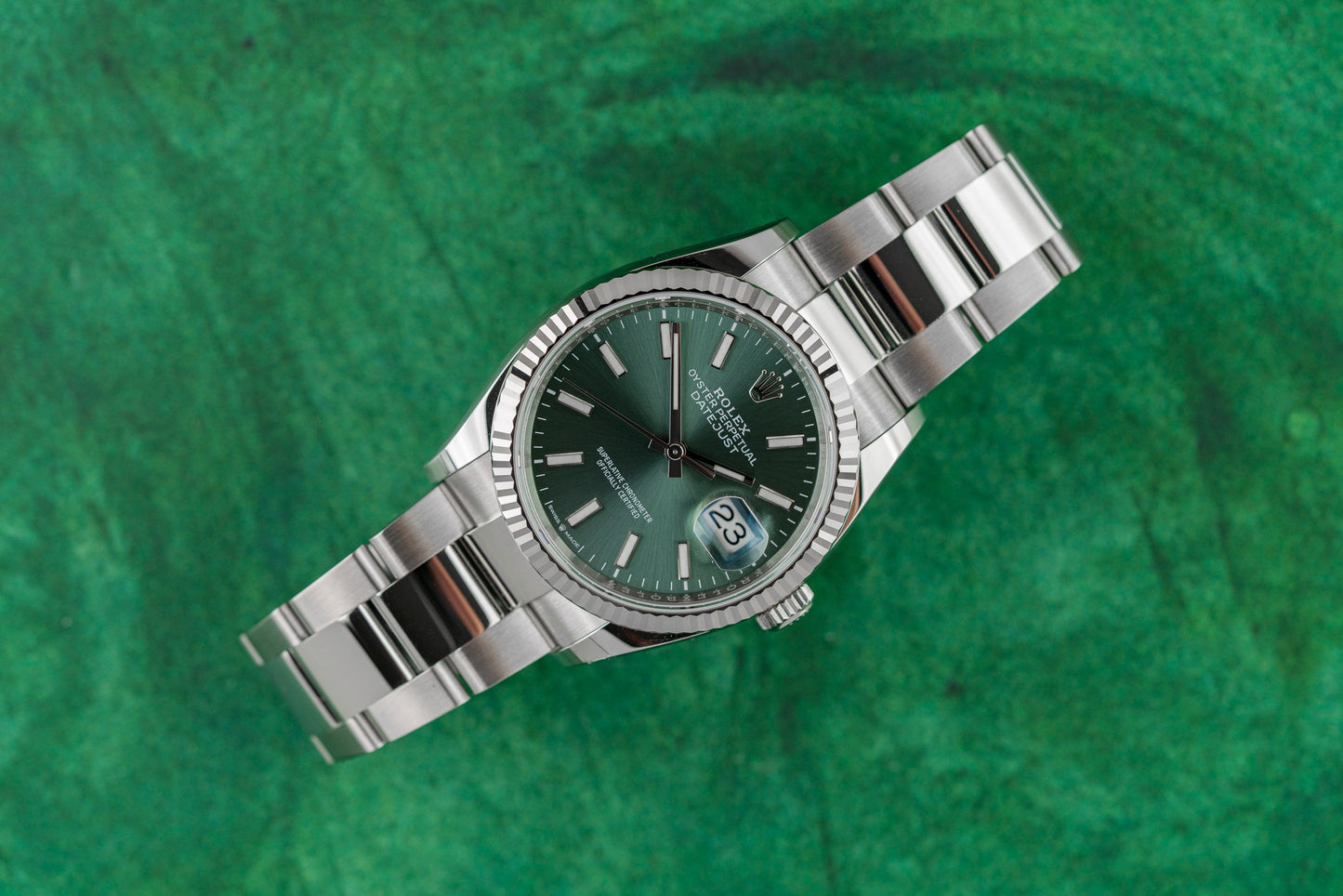 Rolex Datejust 36 Mint Green Dial 126234 Stainless Steel Fluted Bezel 2026 Model