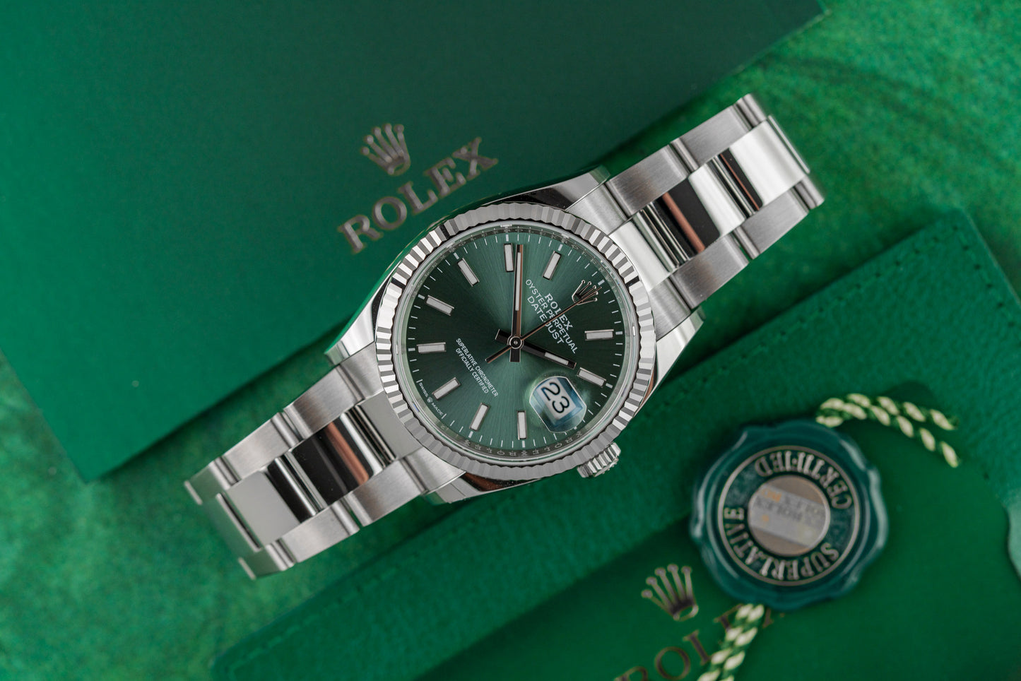 Rolex Datejust 36 Mint Green Dial 126234 Stainless Steel Fluted Bezel 2026 Model