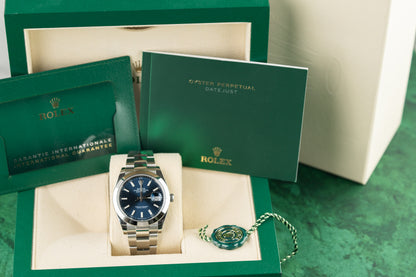 Rolex Datejust 41 126300 Blue Index Dial Stainless Steel 2022 - The Watch Business Sydney