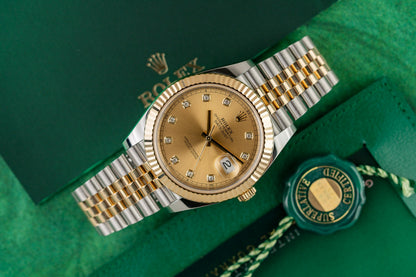 Rolex Datejust 41 Champagne Diamond Dial 126333 dial close-up - Pre-Owned Sydney