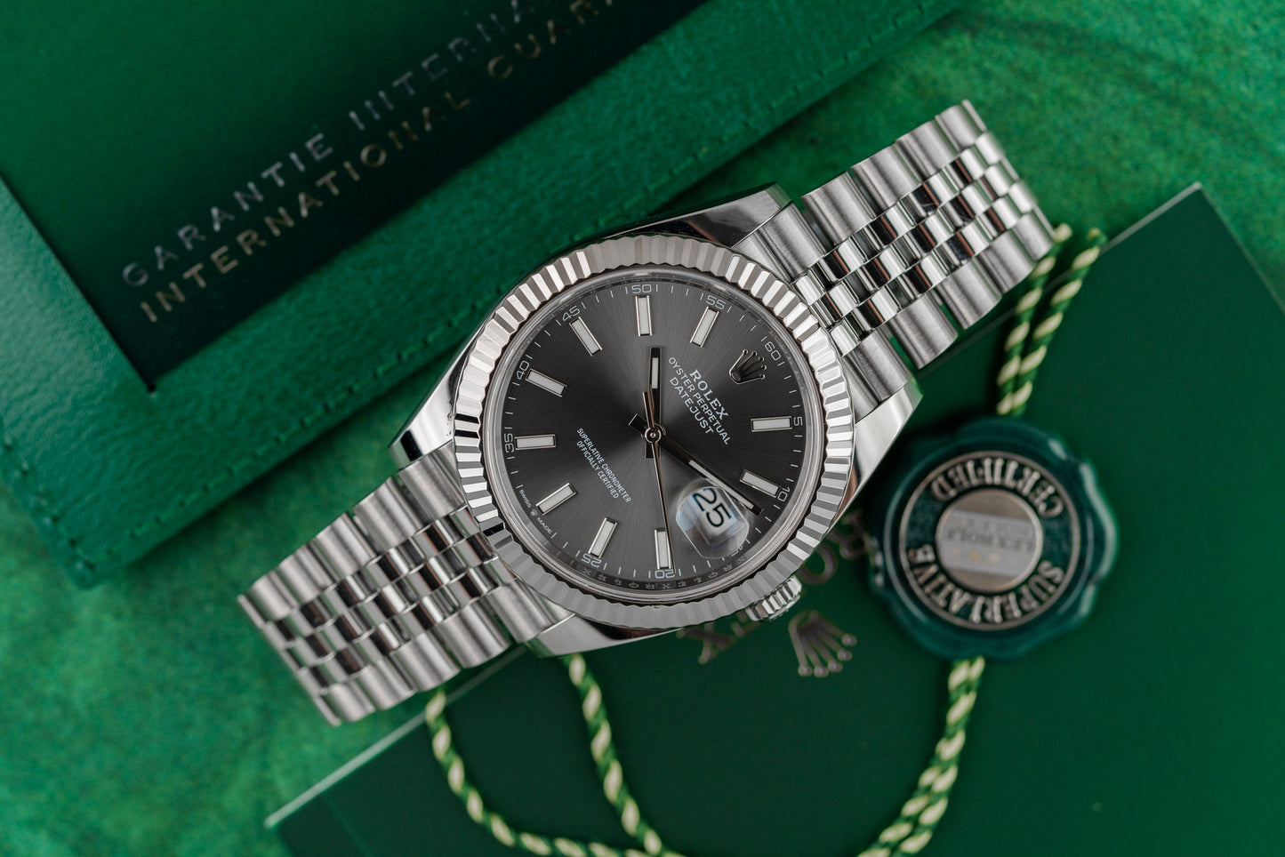 Rolex Datejust 41 Rhodium Dial 126334 dial close-up - Pre-Owned Sydney