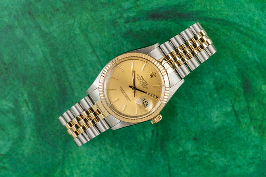 Rolex Datejust 36 Champagne Dial 16013 Two Tone Yellow Gold 1986 Model