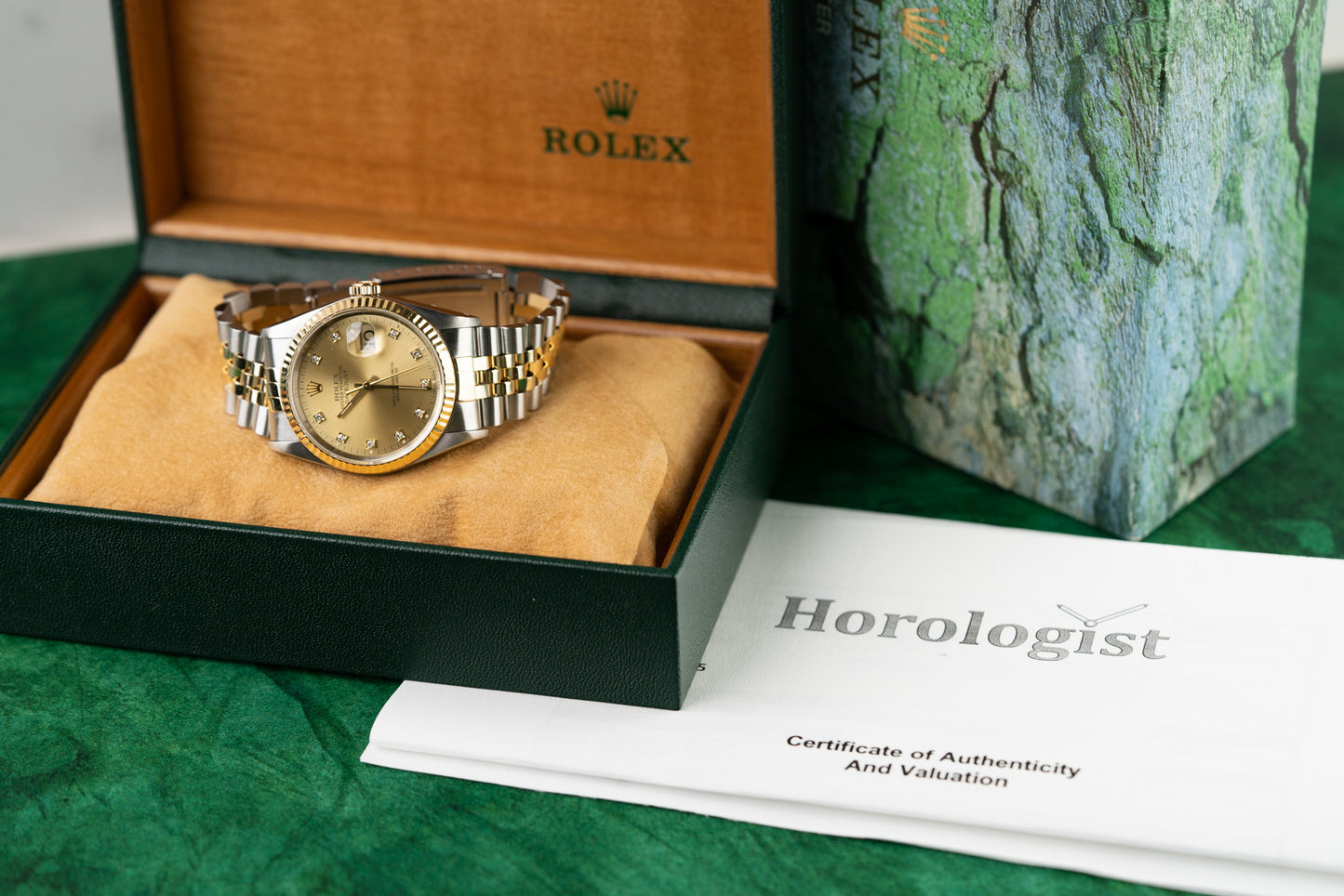 Rolex Datejust 36 Champagne Diamond Dial 16233 Two Tone Yellow Gold 1990 Model