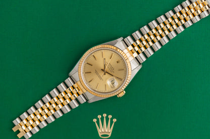 Rolex Datejust 36 Champagne Index Dial 16233 Two Tone 1990 Model