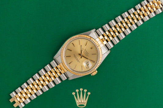 Rolex Datejust 36 Champagne Index Dial 16233 Two Tone 1990 Model