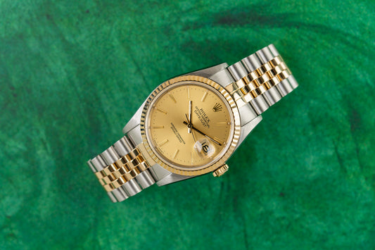 Rolex Datejust 36 Champagne Index Dial 16233 Two Tone Yellow Gold 1988