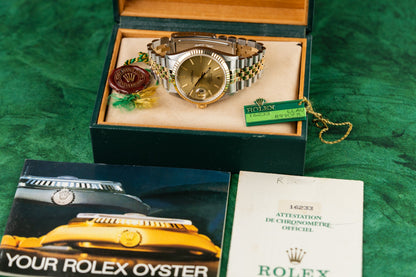 Rolex Datejust 36 Champagne Index Dial 16233 Two Tone Yellow Gold 1988
