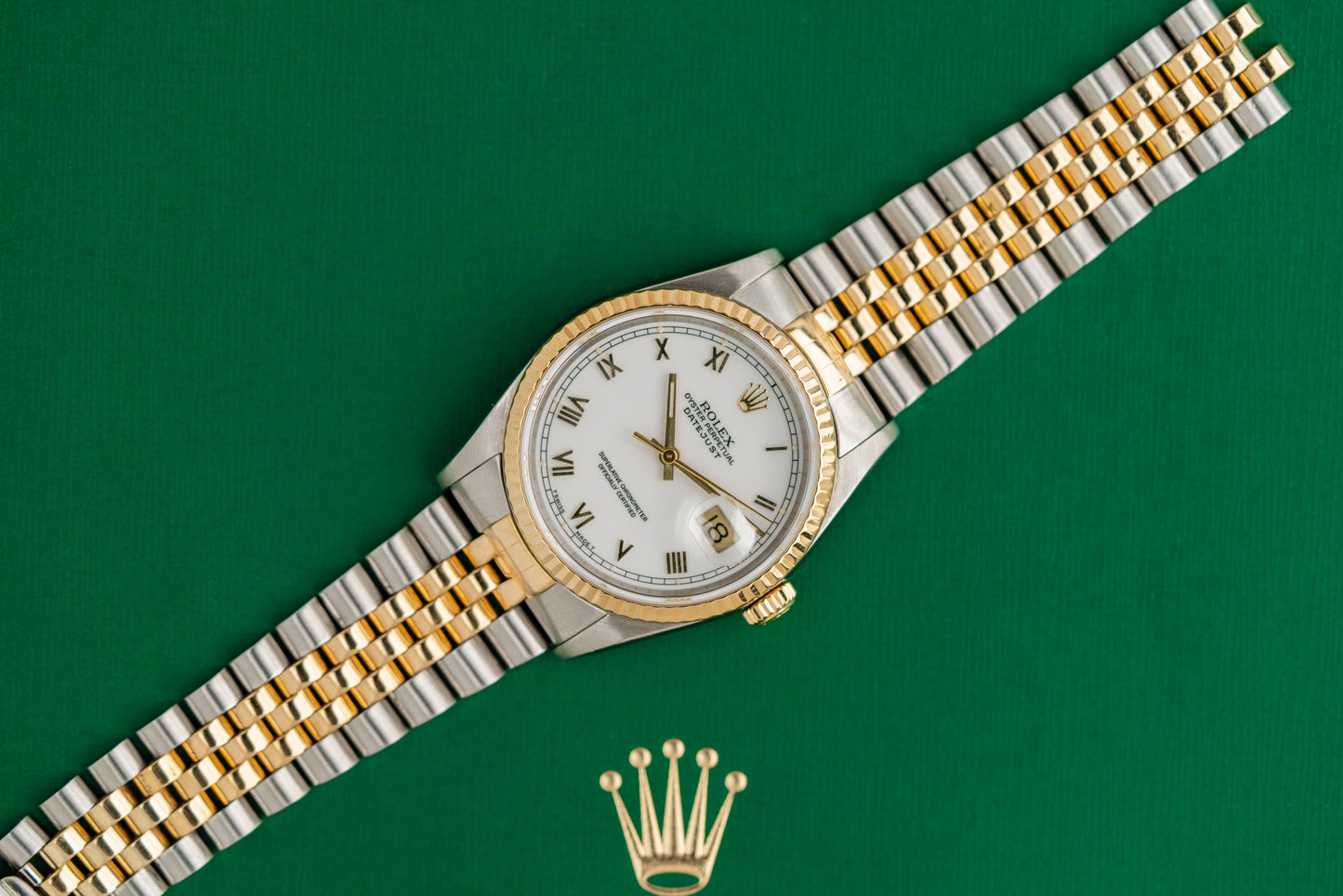 Rolex Datejust 36 White Roman Dial 16233 Two Tone 1991 Model