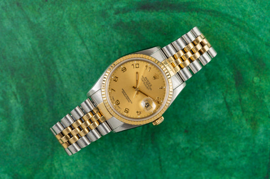 Rolex Datejust 36 Champagne Arabic Dial 16233 Two Tone Yellow Gold 1992