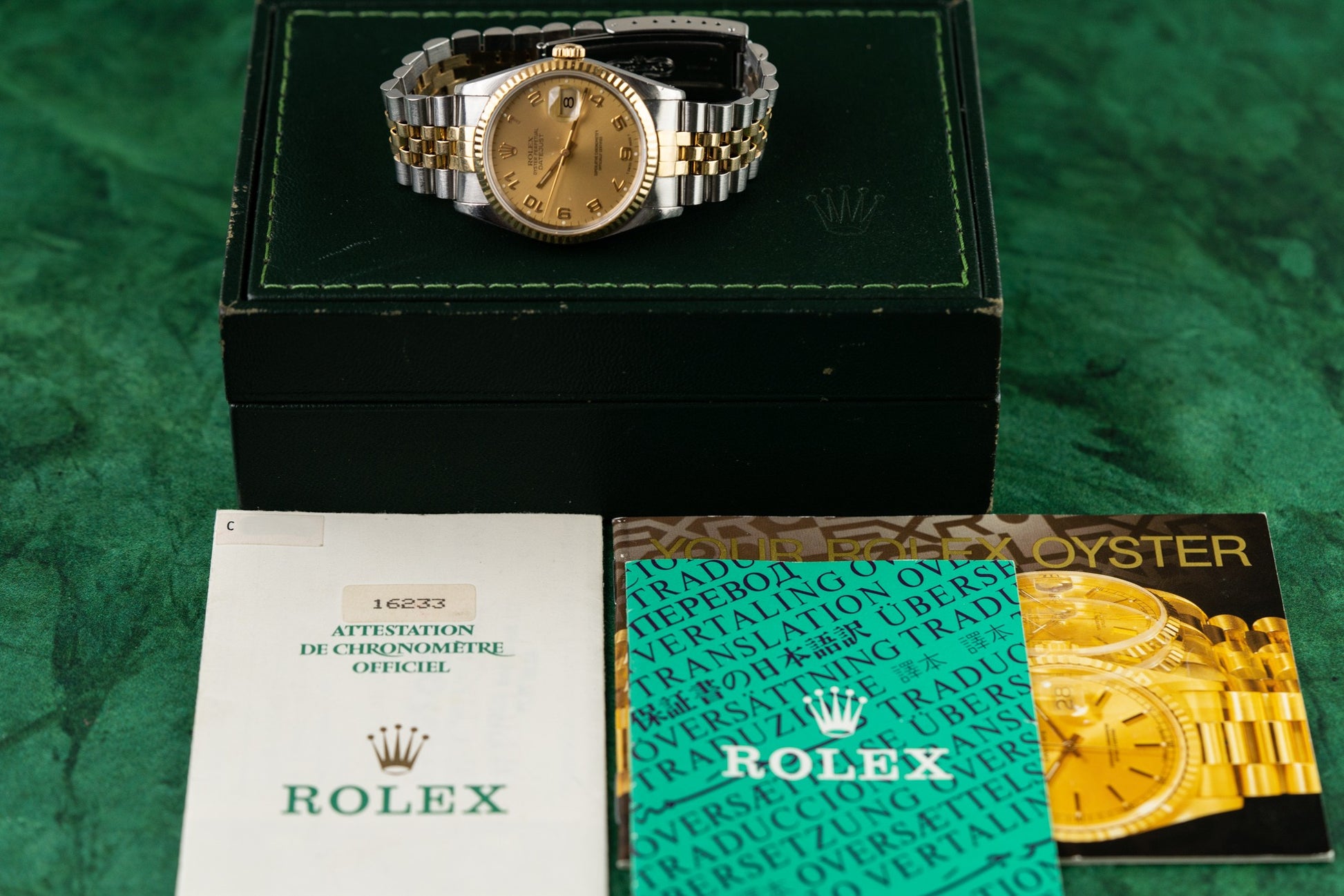 Rolex Datejust 36 Champagne Arabic Dial 16233 Two Tone Yellow Gold 1992
