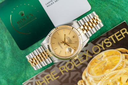 Rolex Datejust 36 16233 Champagne Index Dial Service Card - Sydney