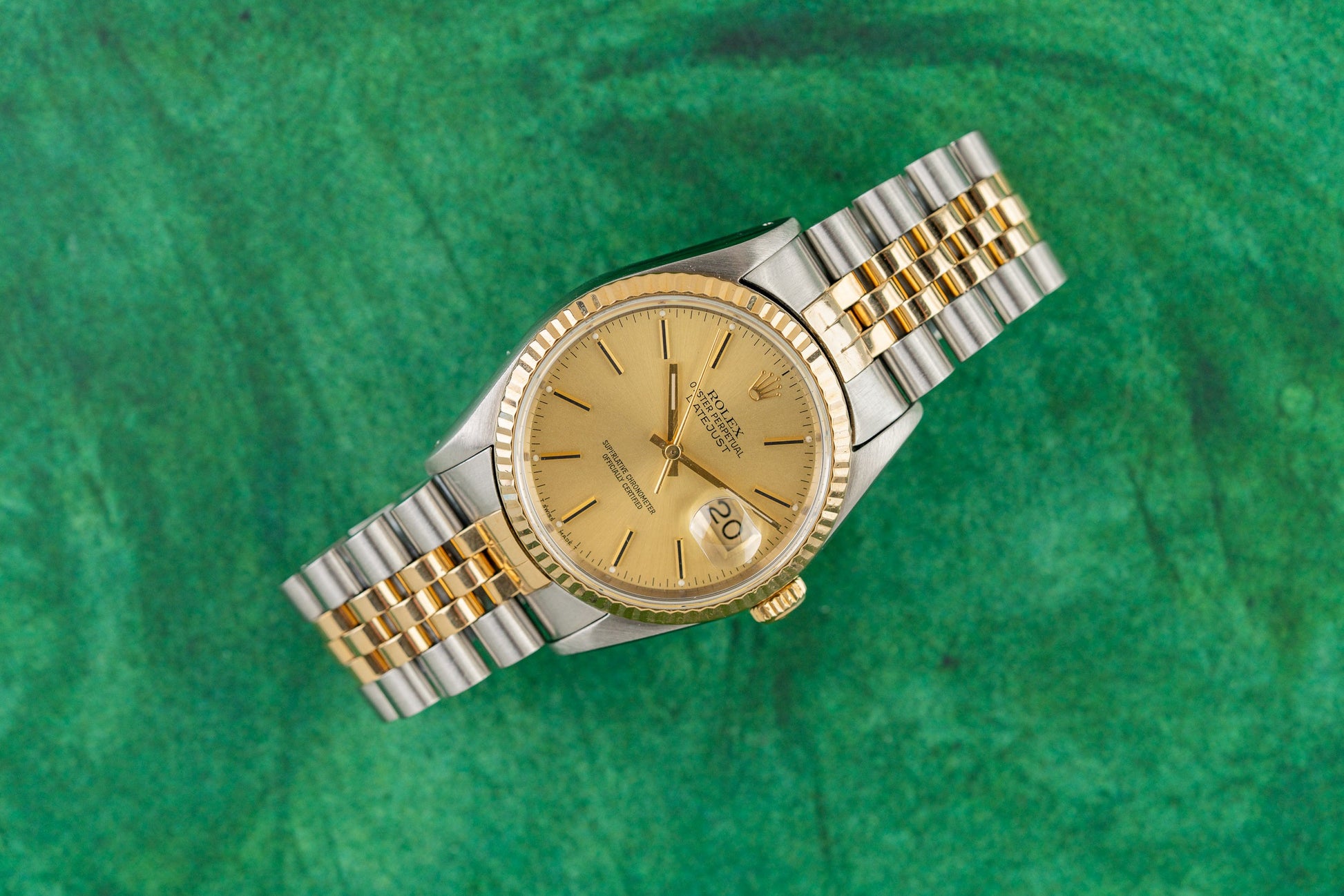 Rolex Datejust 36 Champagne Index Dial 16233 Two Tone Yellow Gold 1991 Model