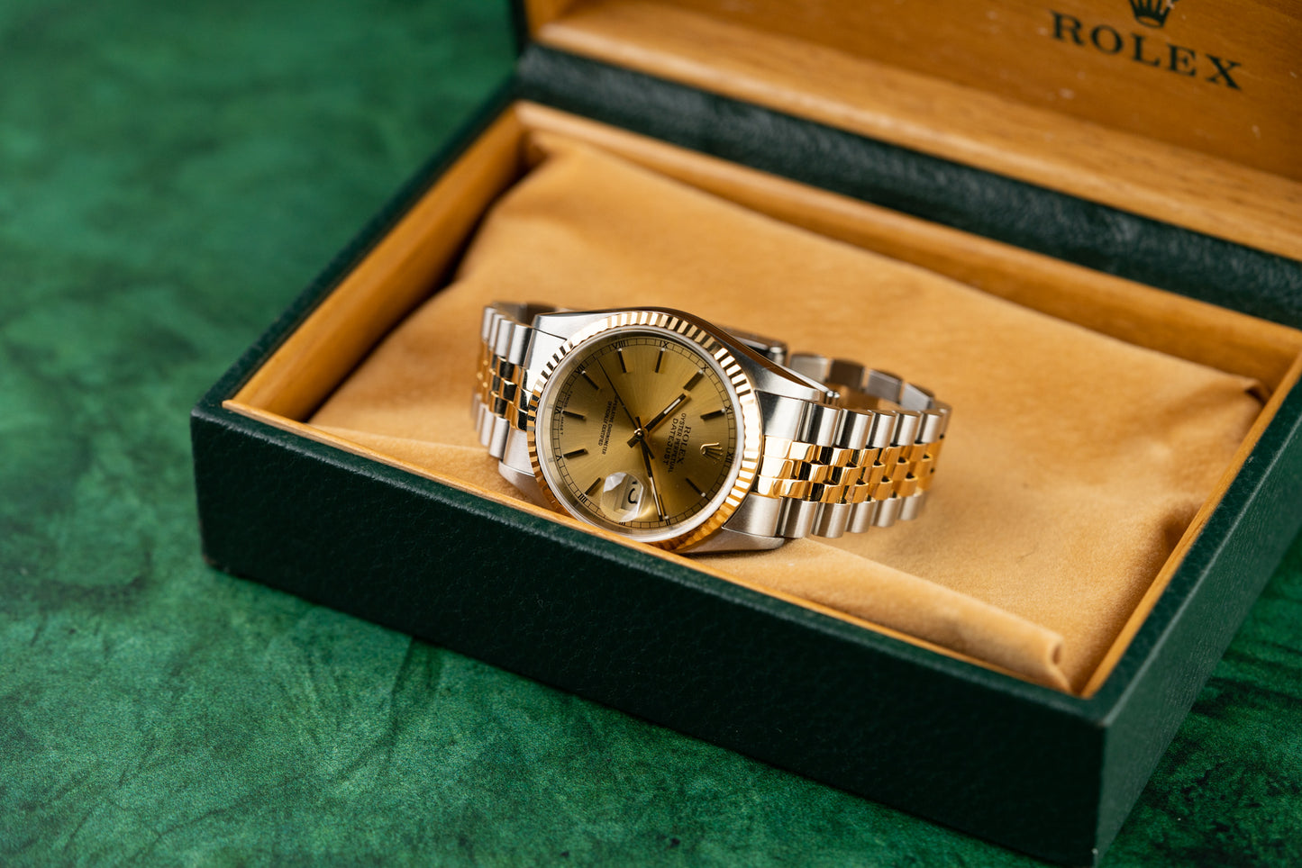 Rolex Datejust 36 Champagne Index Dial 16233 Two Tone Yellow Gold 1996 Model