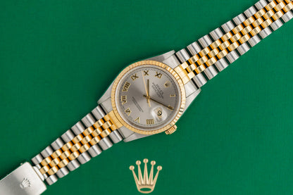 Rolex Datejust Silver Roman Dial 16233 Two Tone 2000 Model