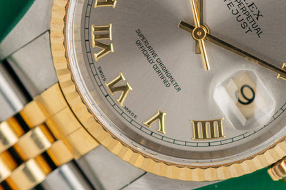 Rolex Datejust Silver Roman Dial 16233 Two Tone 2000 Model