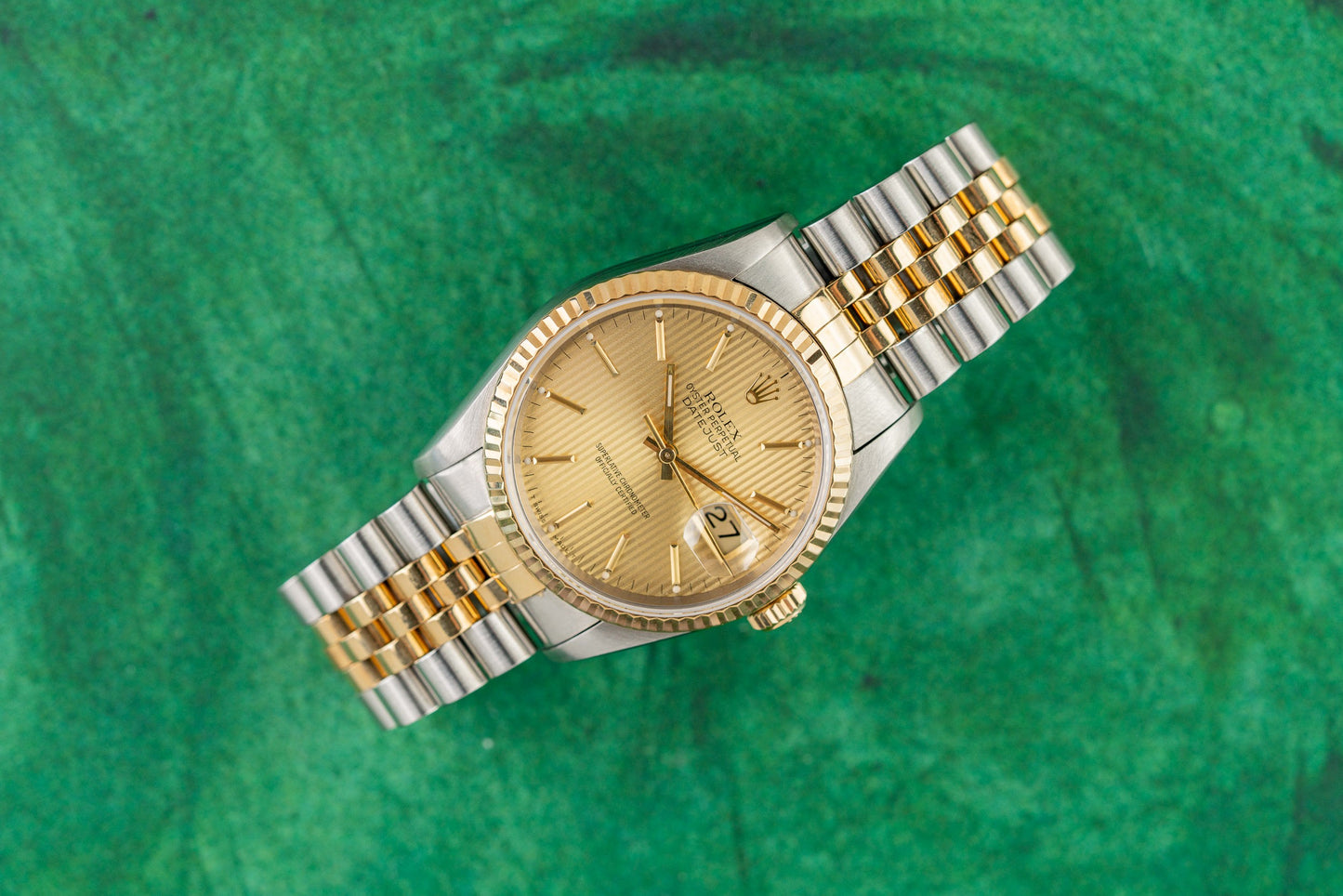 Rolex Datejust 36 16233 Tapestry Dial Two-Tone Yellow Gold 1998 - The Watch Business Sydney