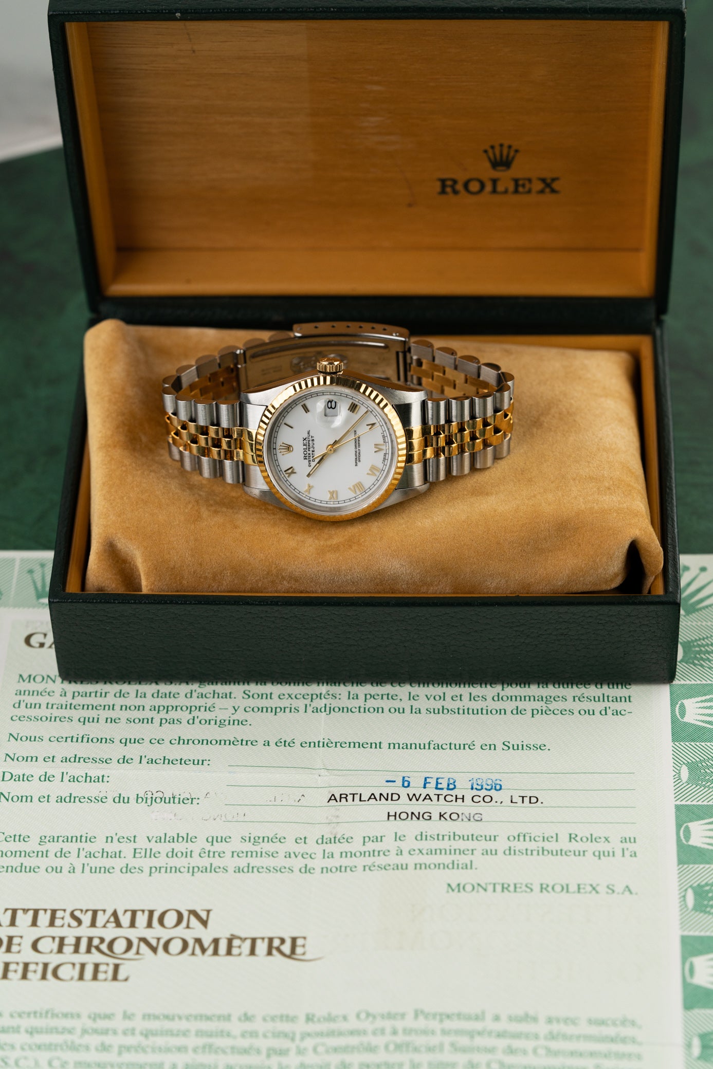 Rolex Datejust 36 White Roman Dial 16233 two tone Yellow gold 1994 Model