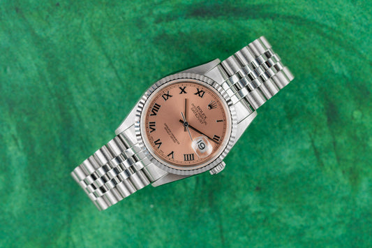 Rolex Datejust 36 16234 Salmon Roman Dial Stainless Steel 1996 - The Watch Business Sydney