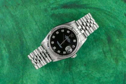 Rolex Datejust 36 Black Diamond Dial 16234G - The Watch Business Sydney