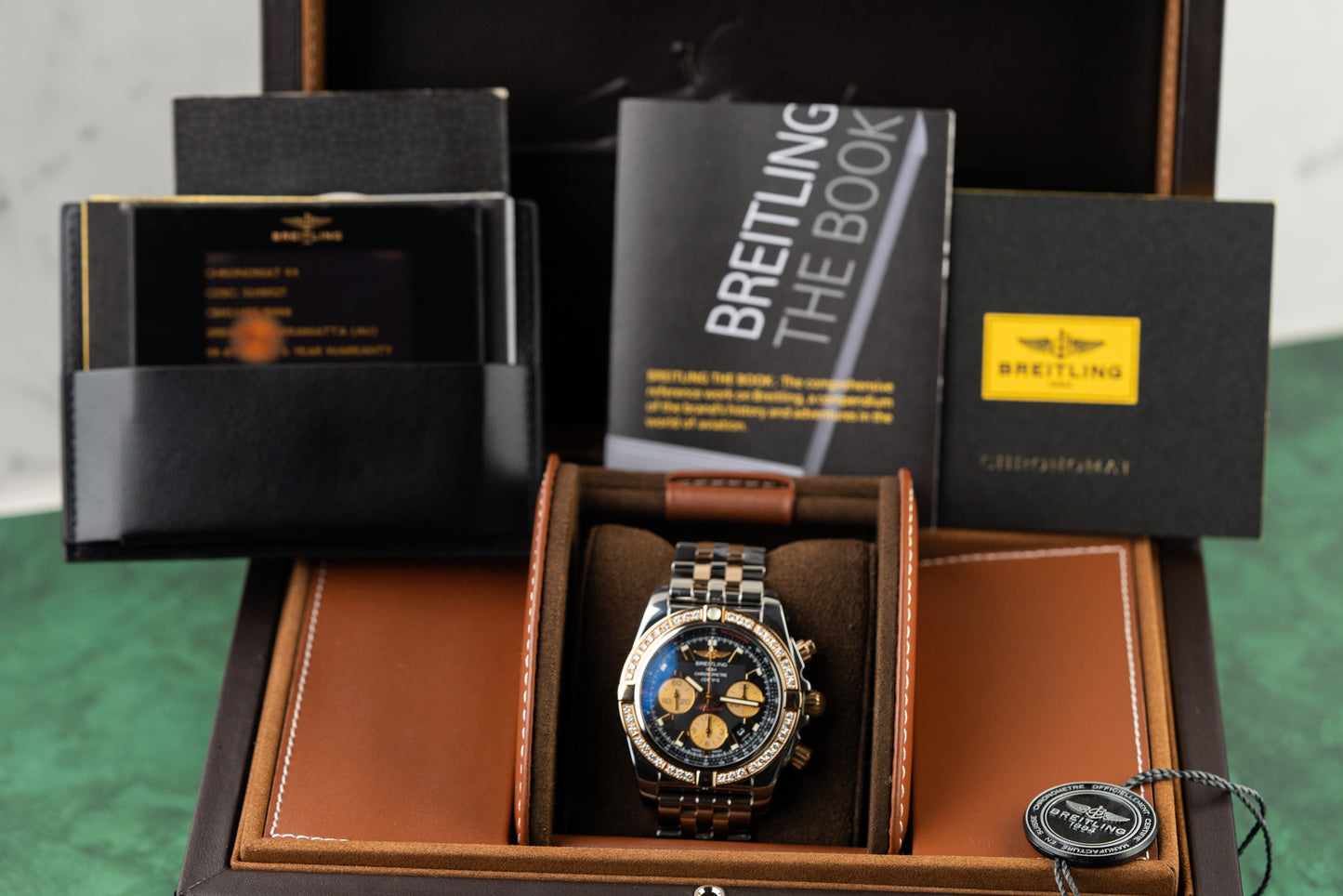 Breitling Chronomat 44 Two Tone Yellow Gold CB011053/B968 Factory Diamond Bezel