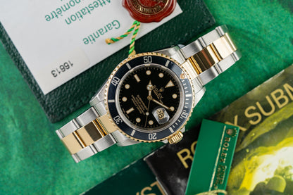 Rolex Submariner Date 16613 Black Dial Two Tone Yellow Gold 2001 Model