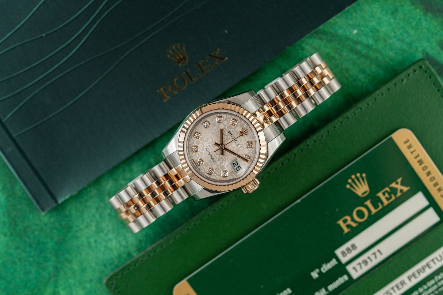Rolex Lady-Datejust 26 Silver Jubilee Diamond Dial 179171 dial close-up - Pre-Owned Sydney