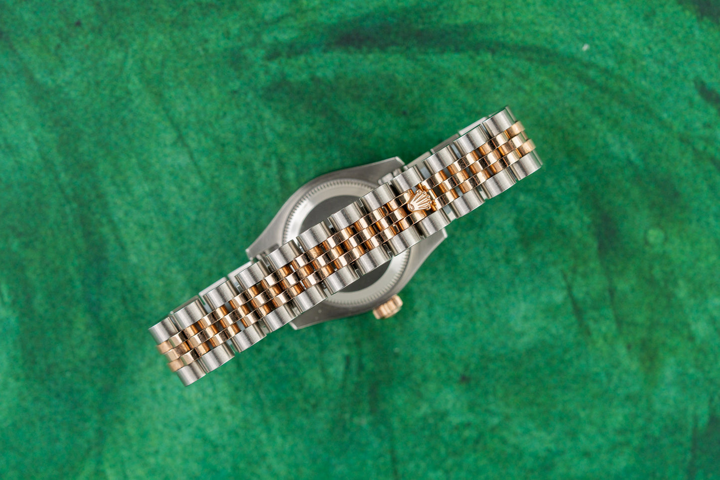 Rolex Lady-Datejust 26 Silver Jubilee Diamond Dial 179171 case and crown - The Watch Business