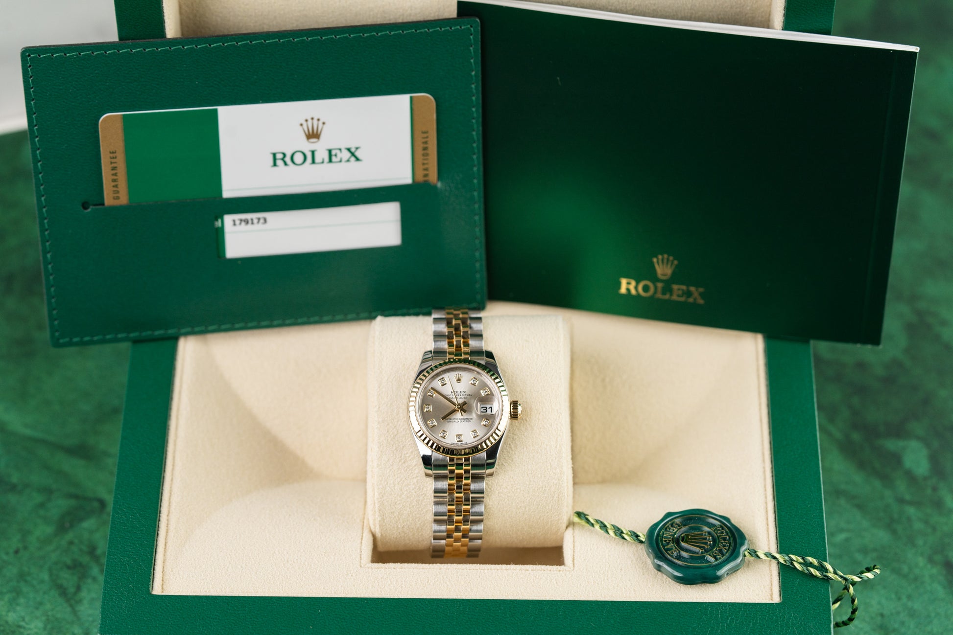 Rolex Lady-Datejust 179173 Silver Diamond Dial 26mm Two Tone 2016 Model