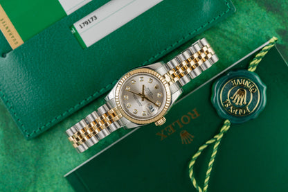 Rolex Lady-Datejust 179173 Silver Diamond Dial 26mm Two Tone 2016 Model