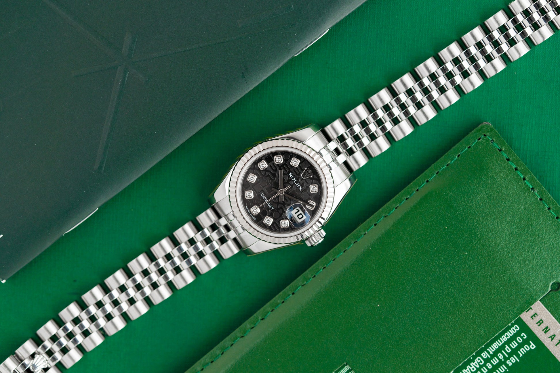 
Rolex Lady-Datejust 26 Black Jubilee Diamond Dial 179174 2008 Model Full set