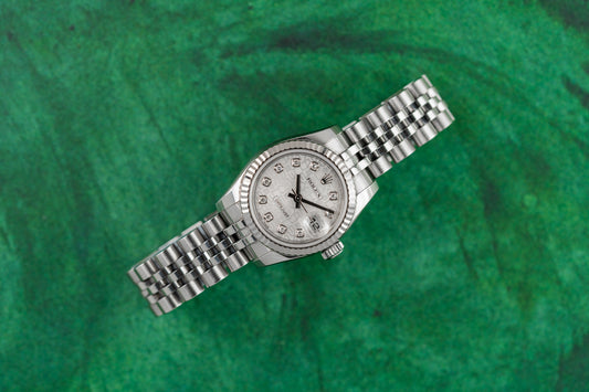 Rolex Lady-Datejust 26 Silver Computer Diamond Dial 179174 2005 Model Full set