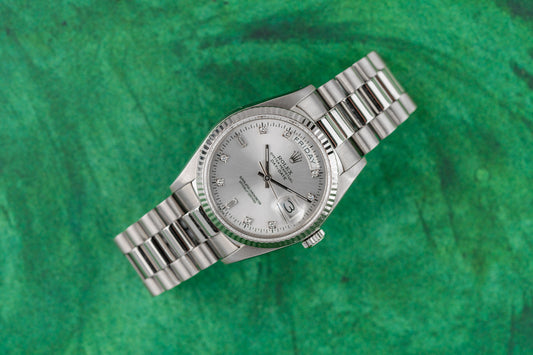 Rolex Day-Date 36 Factory Diamond Dial 18039 White Gold 1987 Model