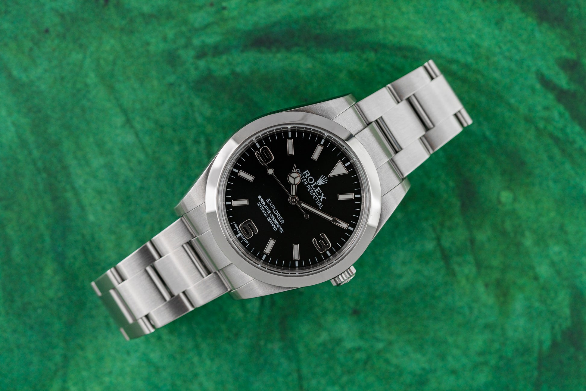 Rolex Explorer 39mm stainless steel watch, model 214270, black MK1 dial, 2015, pre-owned luxury watch sold by The Watch Business Sydney