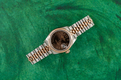 Rolex Lady-Datejust 28 Chocolate Roman Dial 279171 Two Tone Rose gold 2023 model
