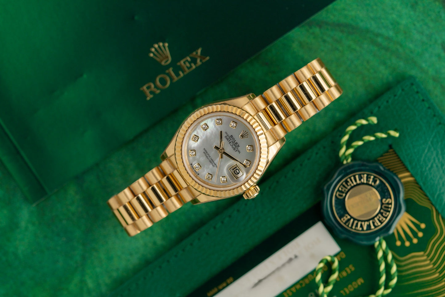 Rolex Lady-Datejust 28 Mother Of Pearl Diamond Dial 279178 Yellow Gold 2023 Model