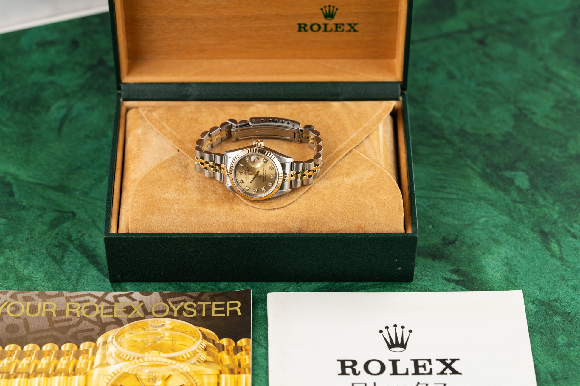 Rolex Lady-Datejust 26 Champagne Diamond Dial 69173 Two Tone Yellow Gold 1991