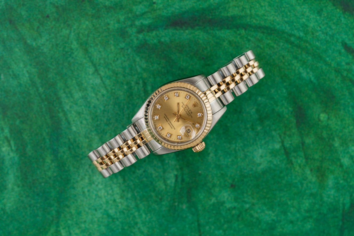 Rolex Lady-Datejust 26 Champagne Diamond Dial 69173 Two Tone Yellow Gold 1991