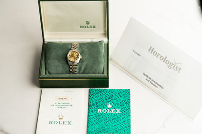 Rolex Lady-Datejust 26 Champagne Diamond Dial 69173 1988 Model