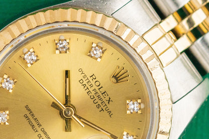 Rolex Lady-Datejust 26 Champagne Diamond Dial 69173 1988 Model