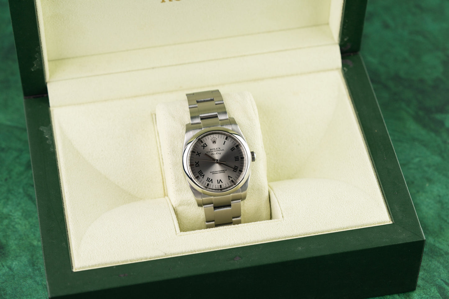 Rolex Air-King 114200 Rhodium Roman Dial with Box 2008 - The Watch Business Sydney