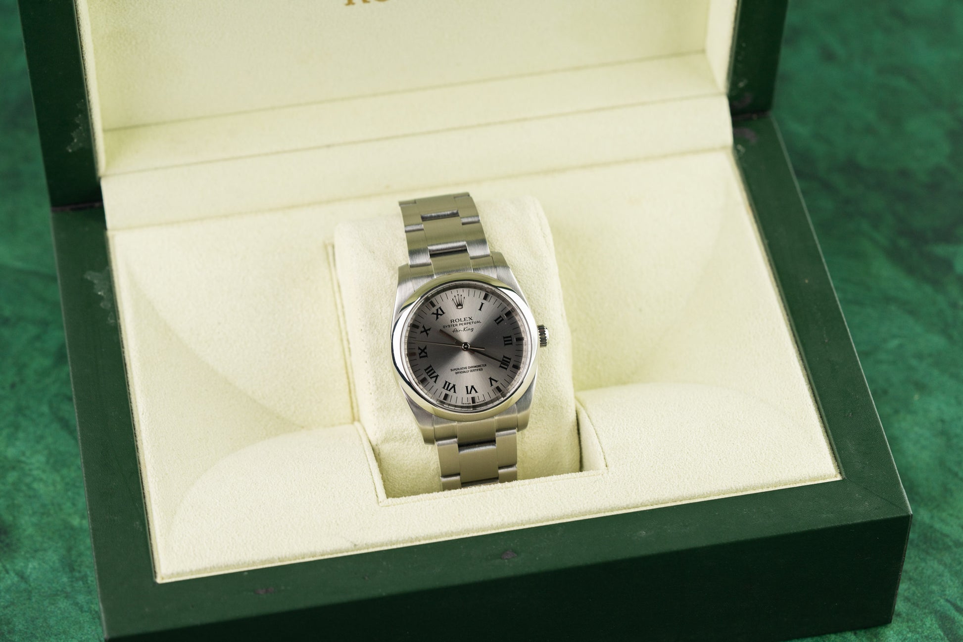 Rolex Air-King 114200 Rhodium Roman Dial with Box 2008 - The Watch Business Sydney
