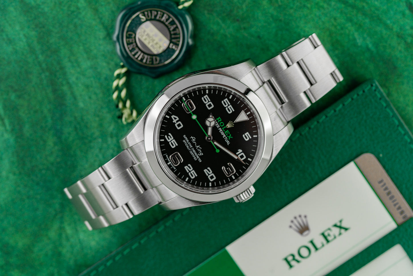 Rolex Air-King 116900 Black Dial Smooth Bezel Stainless Steel Case - The Watch Business Sydney CBD
