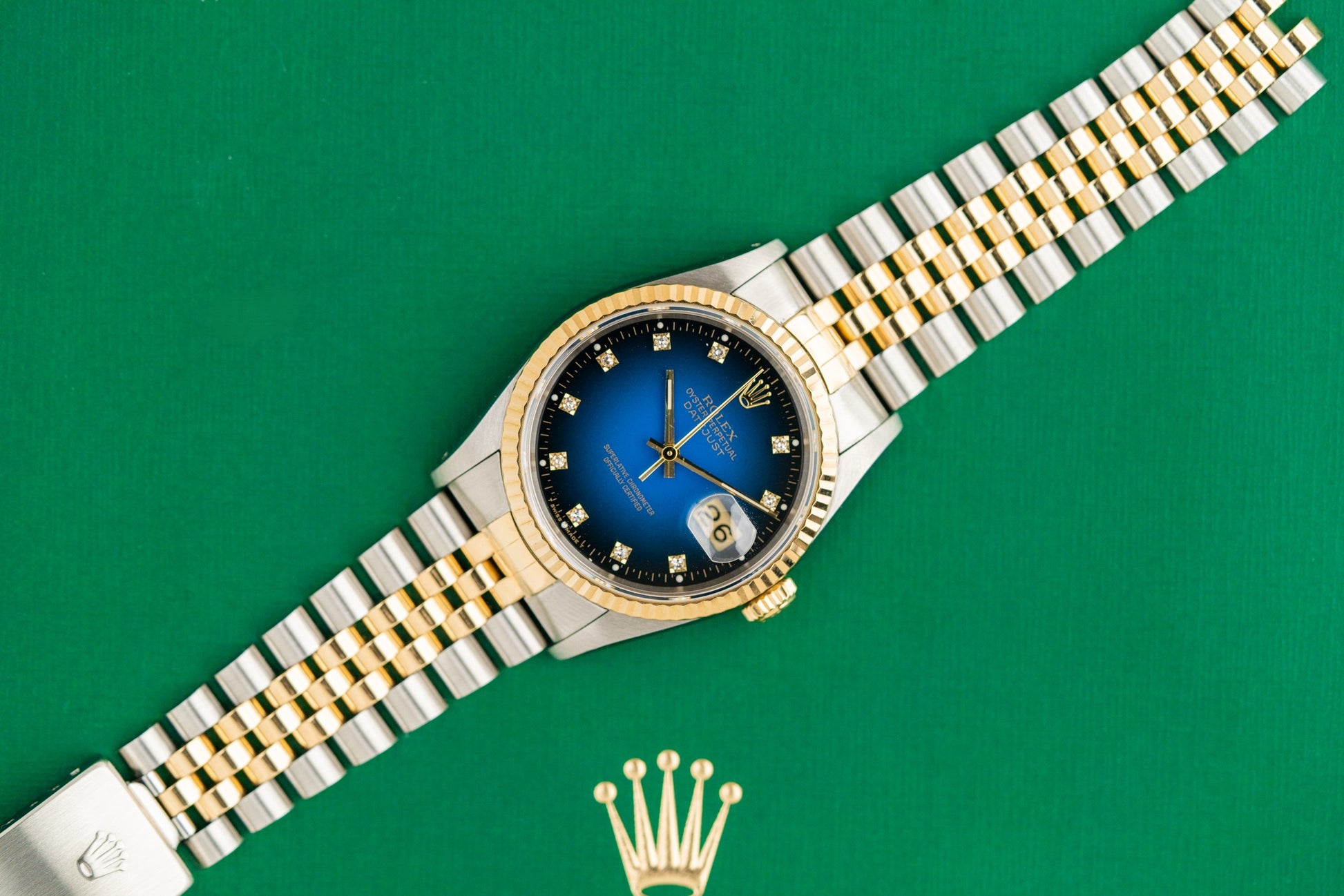 Rolex Datejust 36 16233 Rare Blue Vignette Diamond Dial 1994 Model