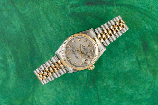 Rolex Datejust 31 68273 Silver Computer Diamond Dial Two Tone Yellow Gold 1991 - The Watch Business Sydney