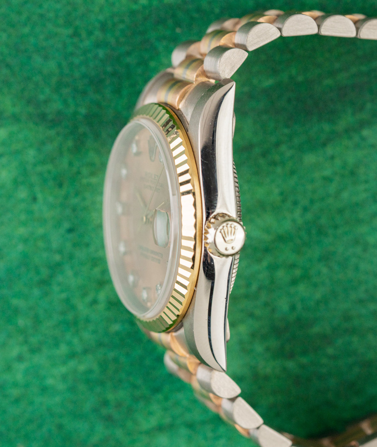 Rolex Datejust 31 68279 Tridor Champagne Diamond Dial Crown Side Case - The Watch Business Sydney CBD