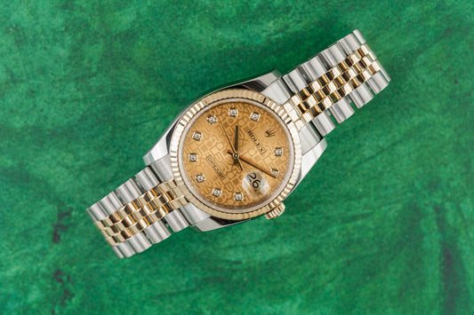 Rolex Datejust 36 116233 Champagne Computer Diamond Dial Two Tone Jubilee 2015 - The Watch Business Sydney
