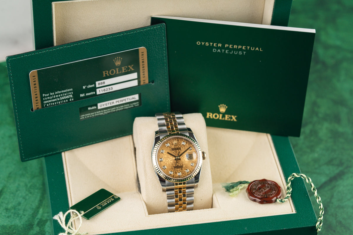 Rolex Datejust 36 116233 Champagne Computer Diamond Dial Full Set Box and Papers 2015 - Rolex Sydney