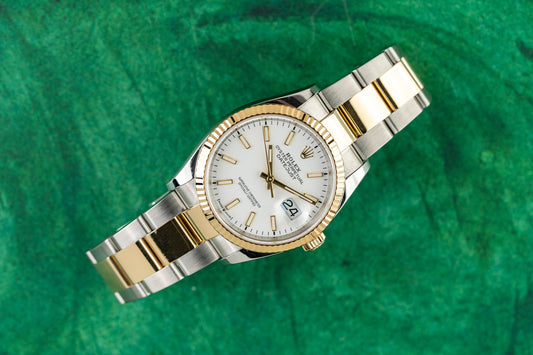Rolex Datejust 36 126233 White Index Dial Two Tone Yellow Gold 2020 - The Watch Business Sydney